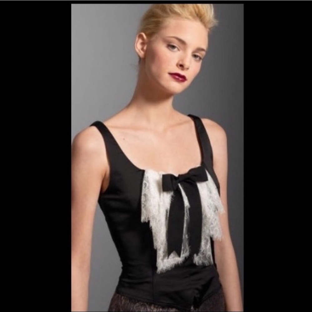 LAMB ruffle bow corset top